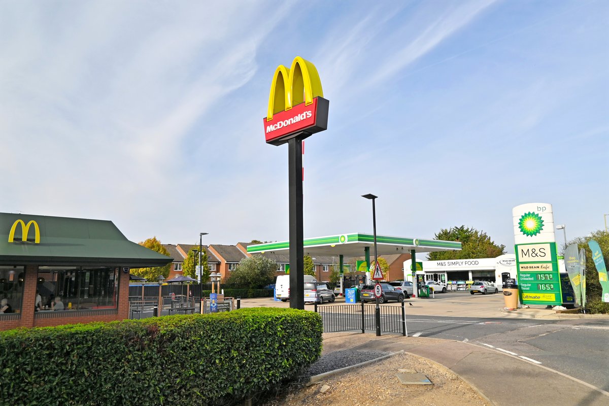 Photo of McDonalds and petrolstation at the Rush Green interchange on the A10 at Hertford